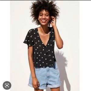 Zara Black/White Polka Dot Buttondown Size S